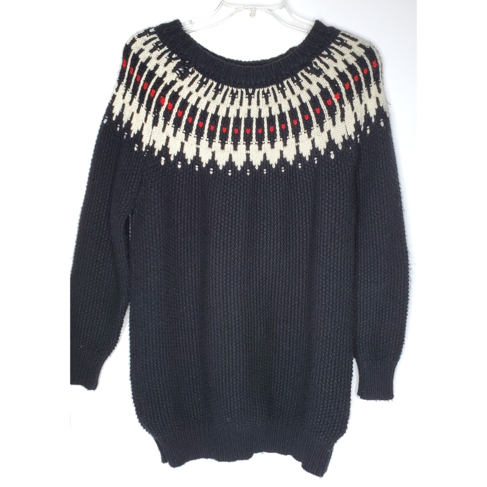 NWT LAUREN RALPH LAUREN FAIR ISLE BLACK KNIT SWEATER